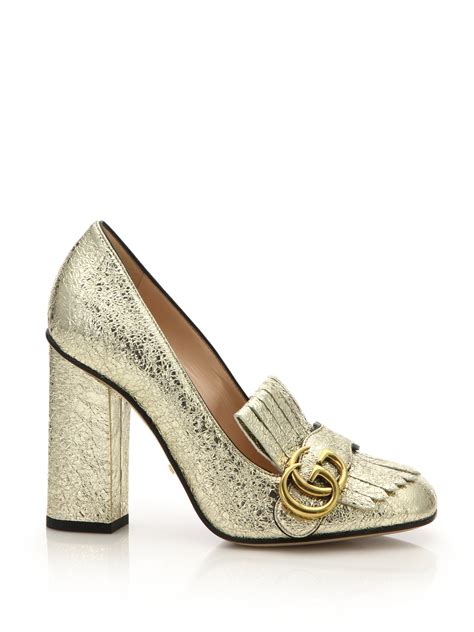 gucci gg marmot pumps gold 8.5|Gucci GG Marmont Pumps .